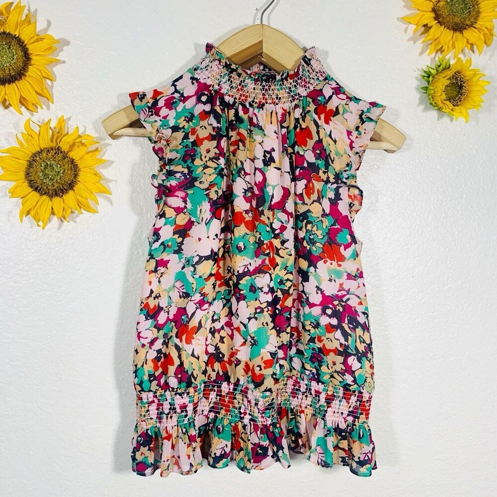 J. Crew Floral Multi-color Ruffle Sleeveless Blouse Size XS Women’s